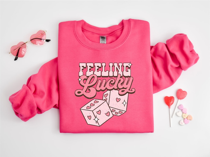 Feeling Lucky Valentine Shirt, Retro Romantic Valentines Day Gif,Dice Shirt,Retro Valentines Sweatshirt,Valentines Dice Shirt,Valentine Tee