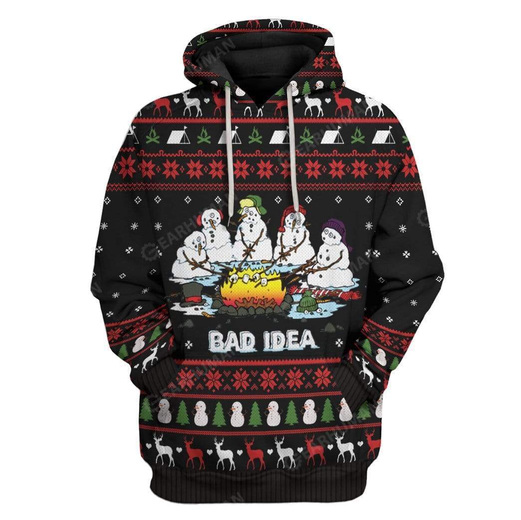 Ugly Christmas Melting Snow Man Camping Bad Camping Custom Hoodie – Amazing Gift Idea
