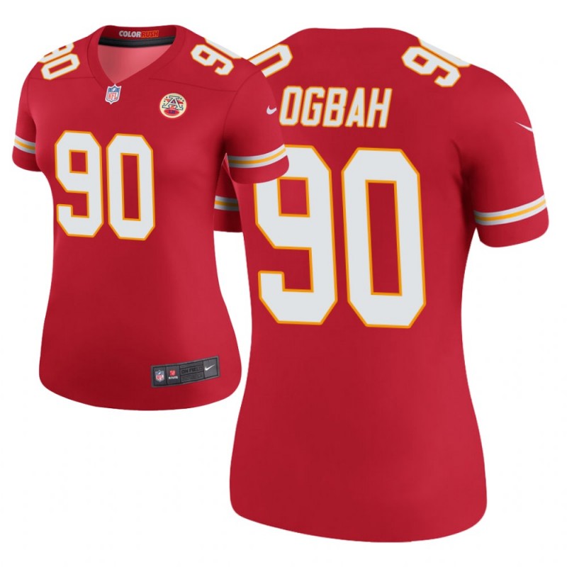 Women’S Kansas City Chiefs #90 Emmanuel Ogbah Red Color Rush Legend Jersey