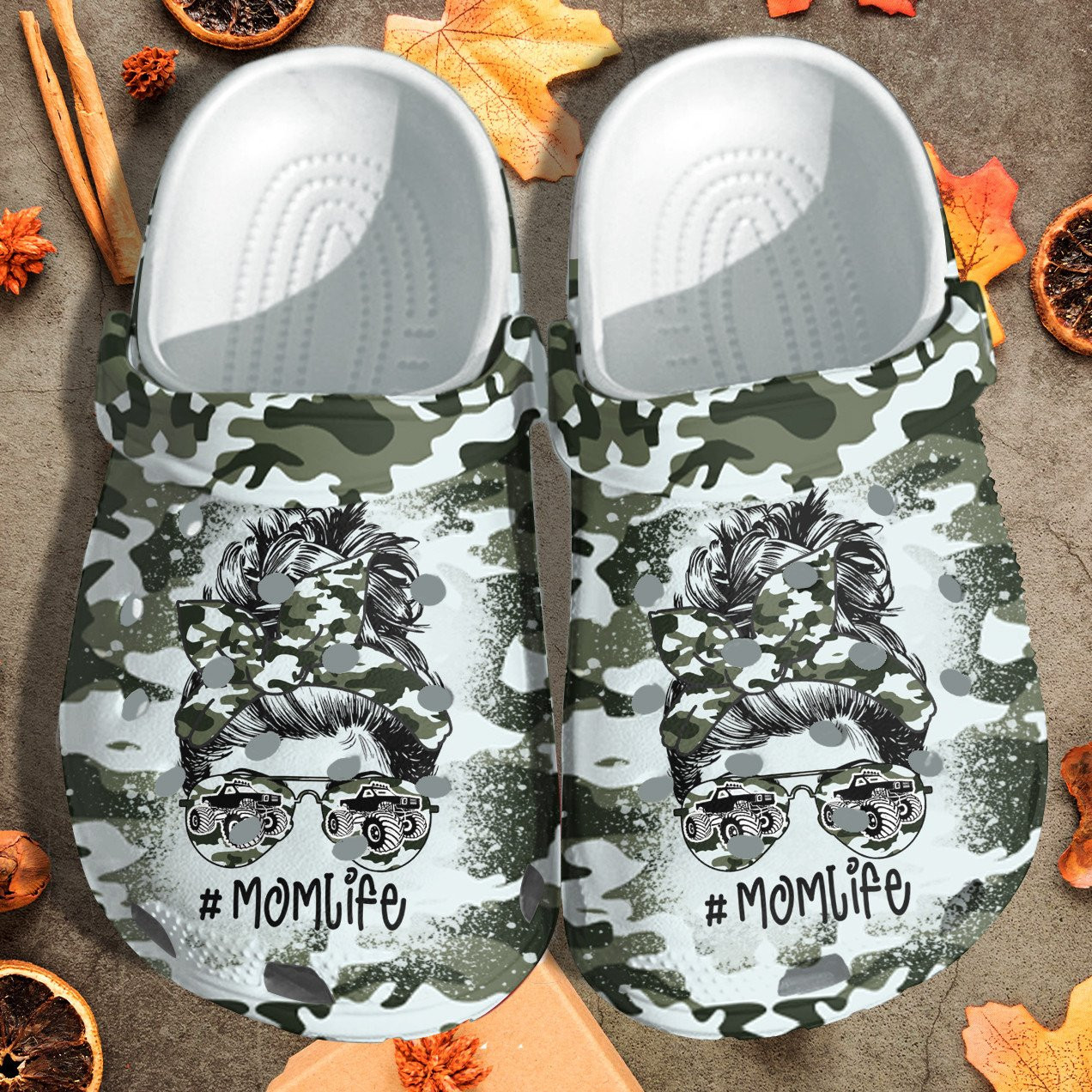 Mom Life Army Camo Shoes Crocs – Army Wife Jeep Girl Shoes Clogs