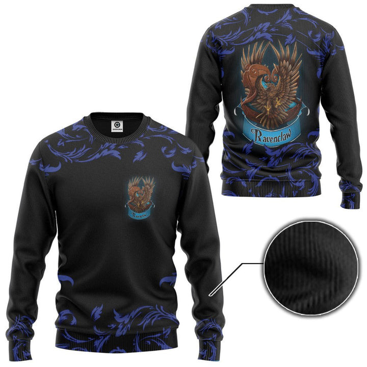 Harry Potter Ravenclaw House Logo Paisley Pattern Ugly Christmas Sweater – All Over Print 3D Sweater