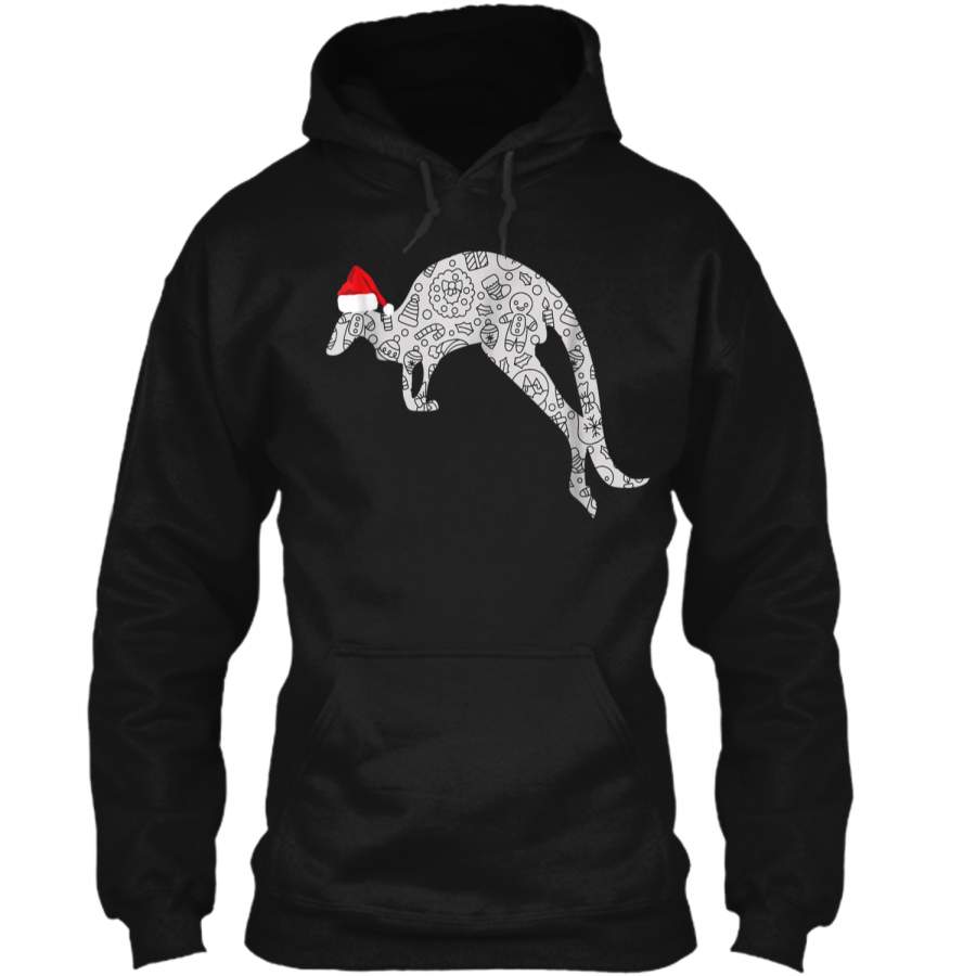 Santa Hat Kangaroo Christmas Zoo Animal Lover Gift Pullover Hoodie   Christmas Gift Ideas