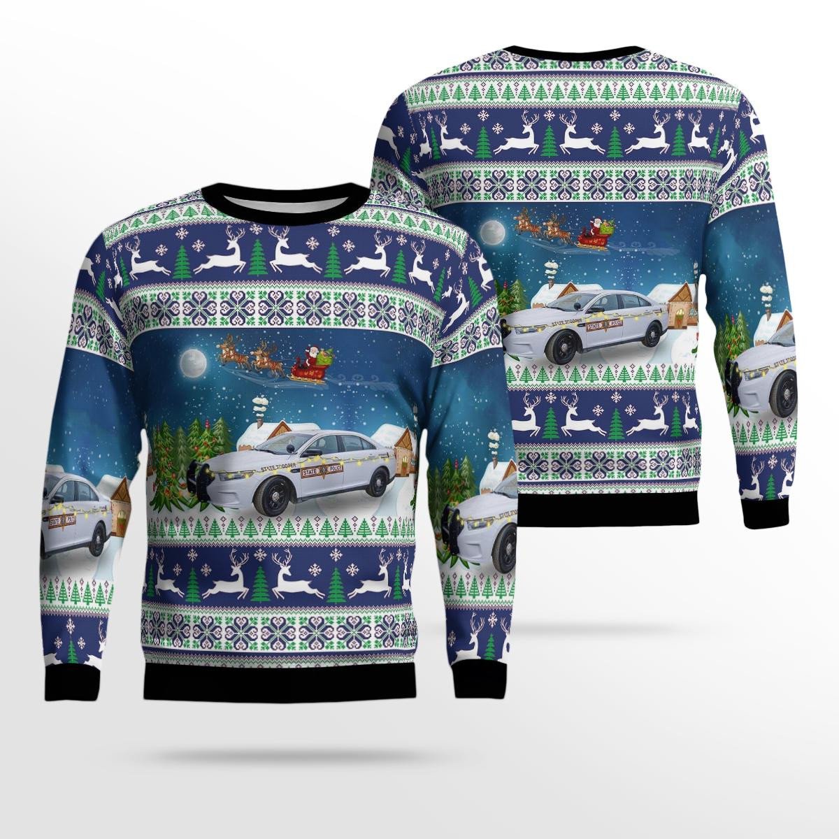 Illinois State Police All Over Print Ugly Christmas Sweater, Gift For Police Christmas