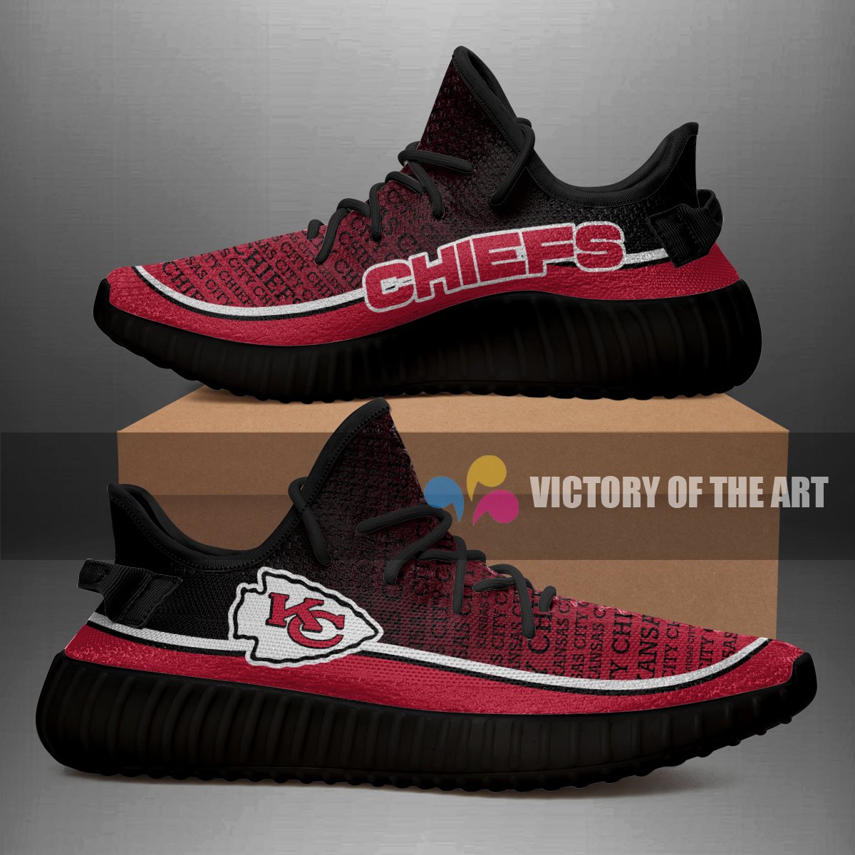 Words In Line Logo Kansas City Chiefs Yeezy Shoes