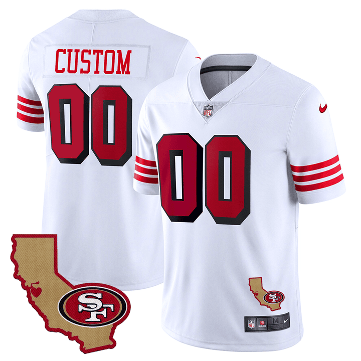 49Ers 1994 California State Map Patch Throwback Custom Jersey – All Stitched