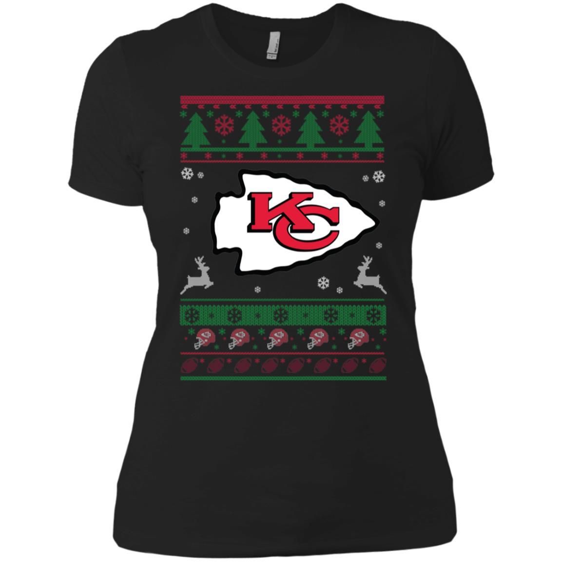 Kansas City Chiefs Logo Football Teams Ugly Christmas Sweater Women T-Shirt