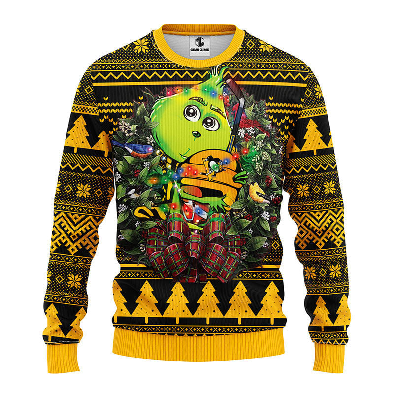 Pittsburgh Penguins Grinch Hug Ugly Christmas Sweater