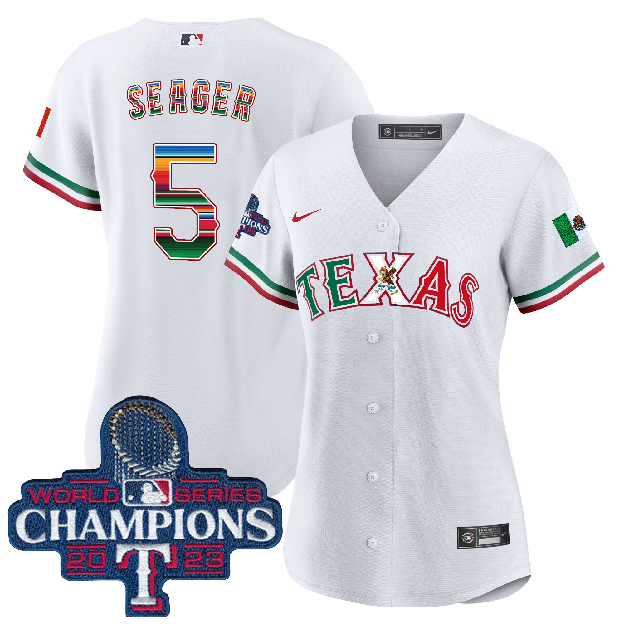 Women’S Texas Rangers Mexico 2023 World Series Champions Baseball Jersey V2 – All Stitched