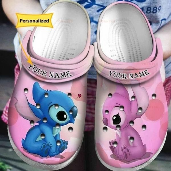 Stitch And Angel Crocs Crocband Clog Comfortable Water Shoes