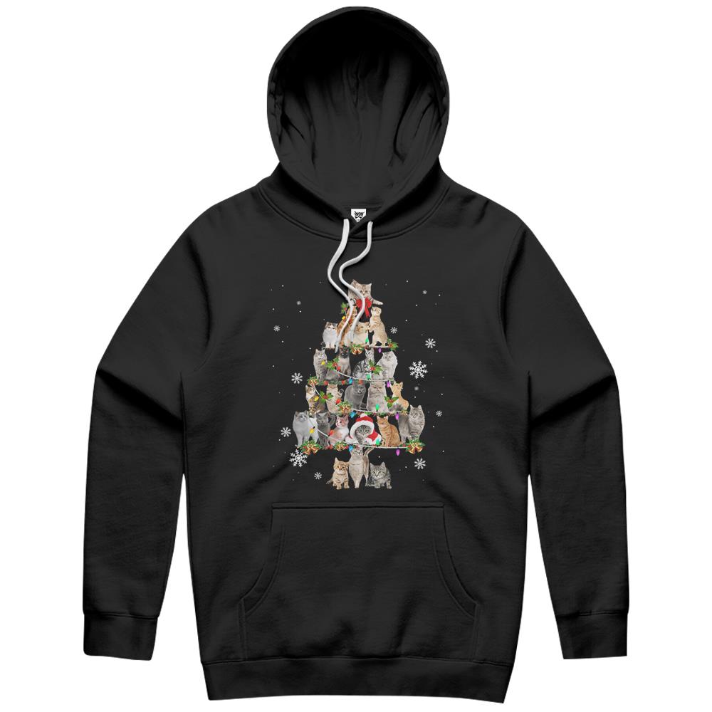 Cute Cats Kitten Christmas Tree Animal Lover Xmas Lights Merry Christmas Hoodie