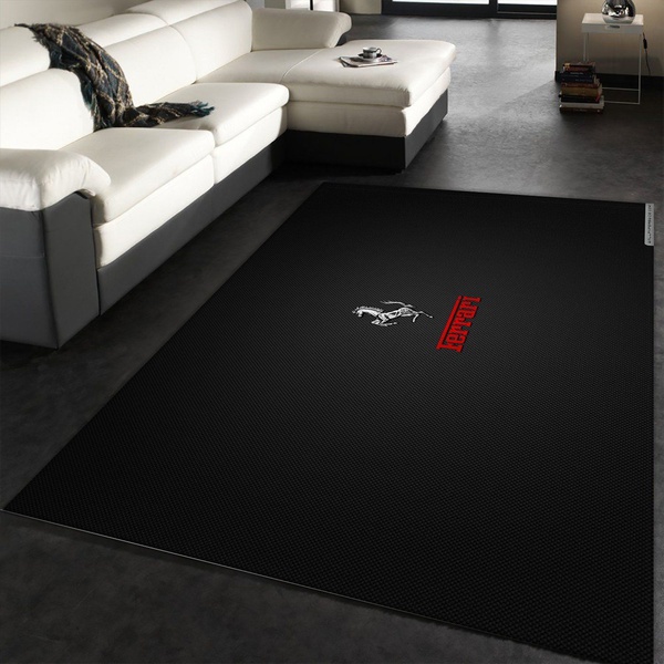 Cool Ferrari Logo Rug Bathroom Family Gift US Decor