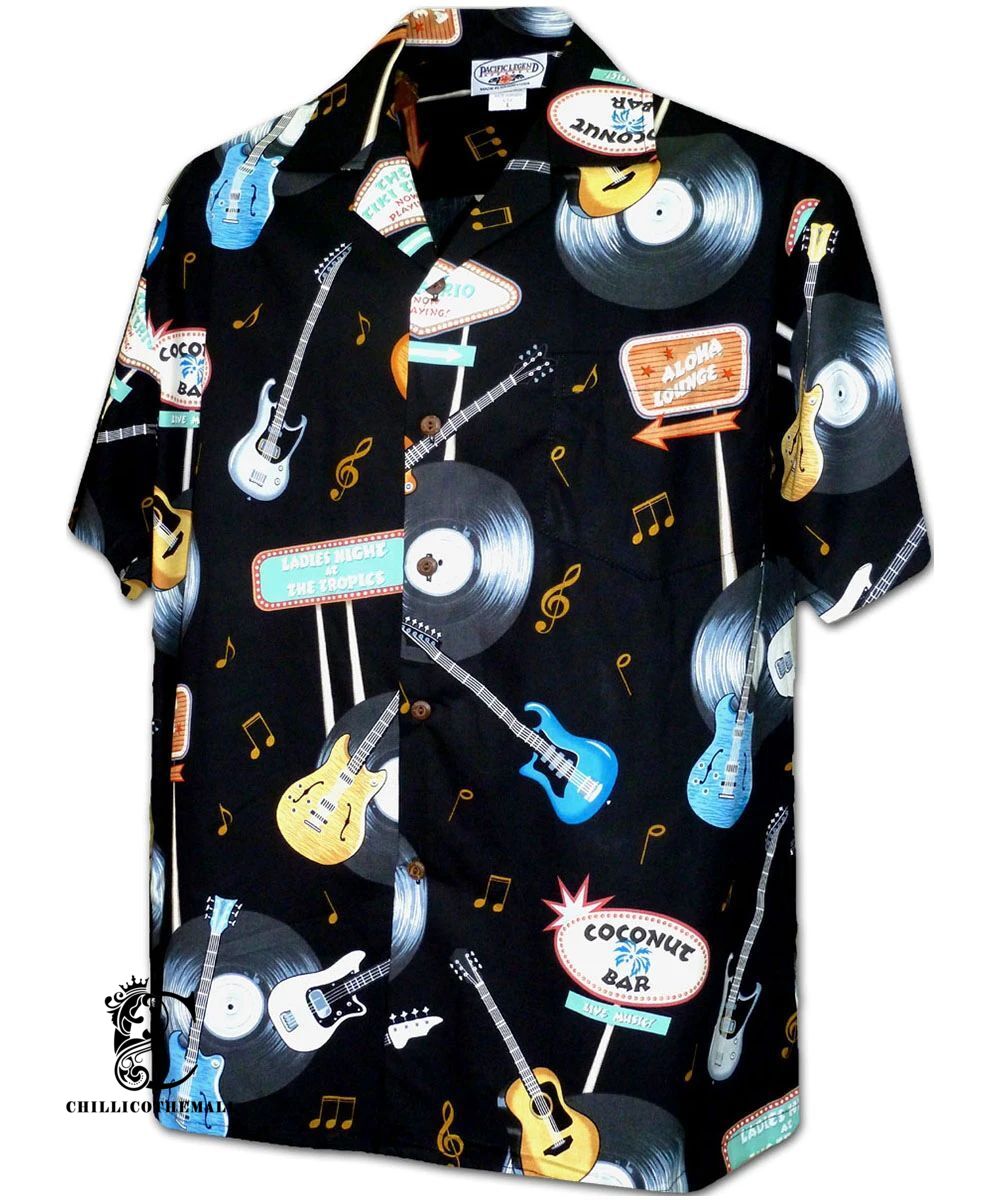 Vinyl Rock And Roll Black Hawaiian Shirt