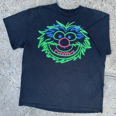 Vintage Muppets Tee Animal Henson 90s Tv Show Neon Faded Black Boxy  23×28.5 T-shirt 5959