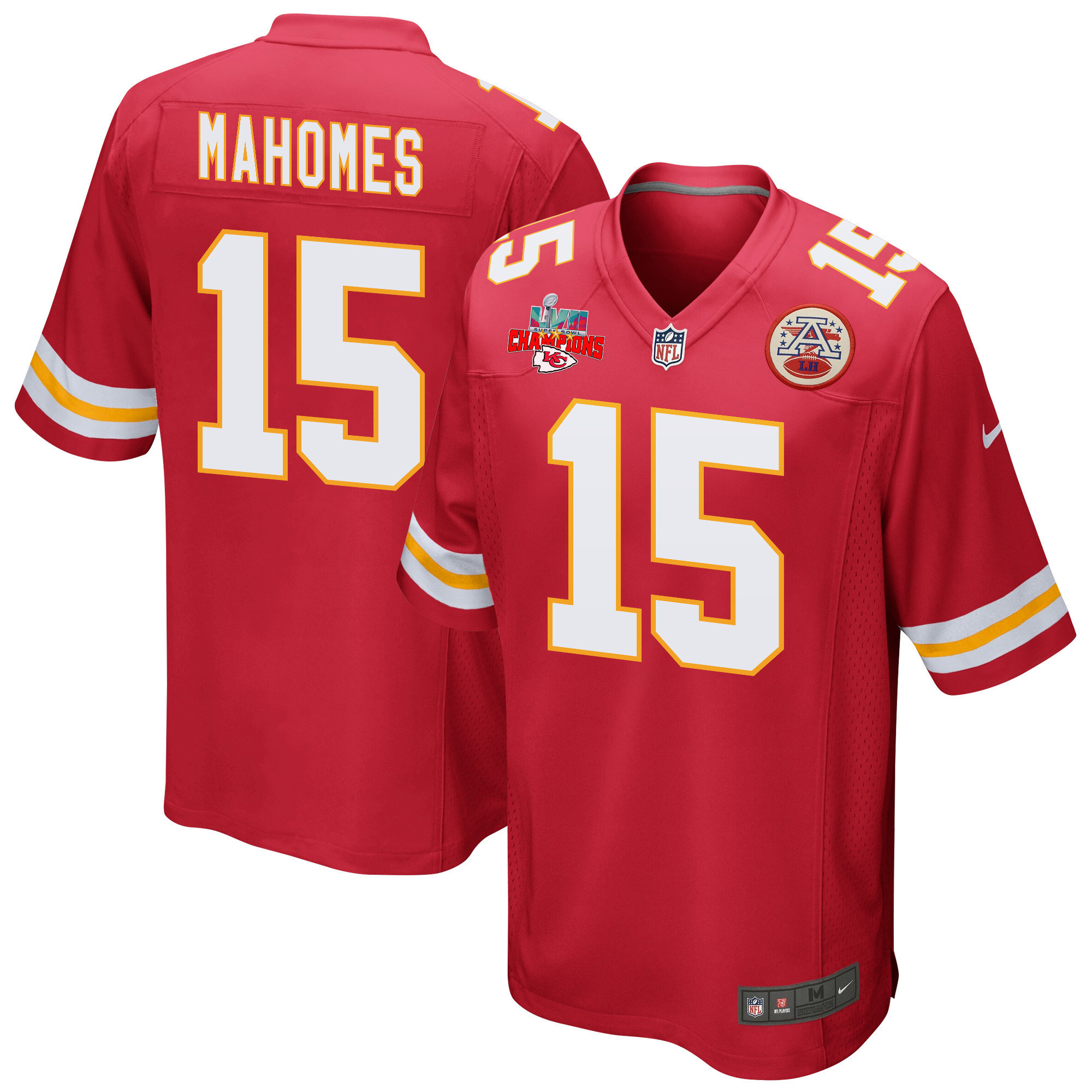 Patrick Mahomes 15 Kansas City Chiefs Super Bowl Lvii Champions 3 Stars Men Game Jersey – Red