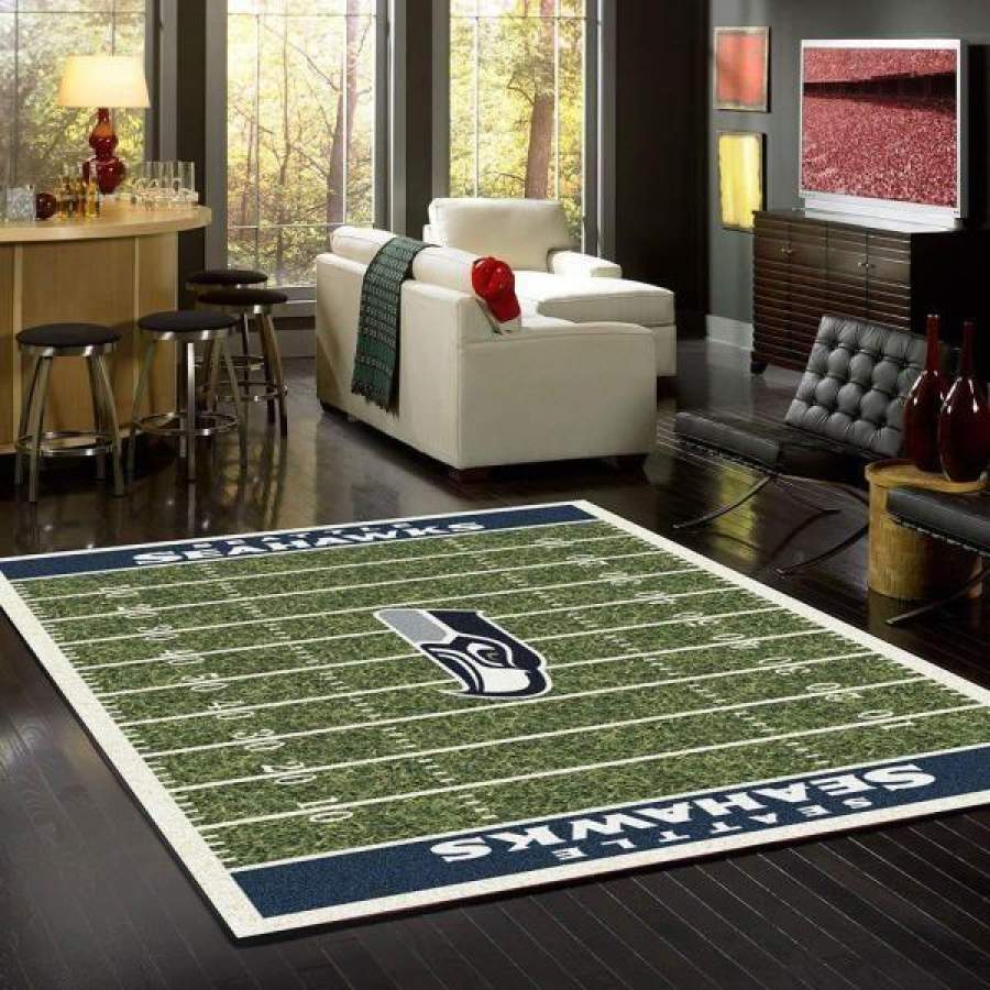 Seattle Seahawks Area Rug, Home Field Football Team Logo Carpet, Living Room Rugs Floor Decor 281111