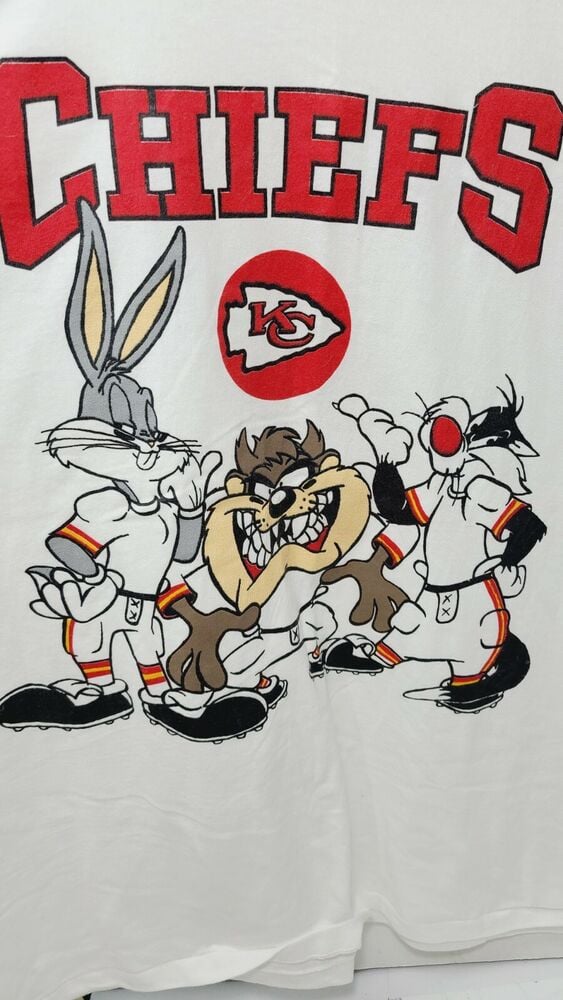 Vintage Looney Tunes Taz Bugs Sylv Kansas City Chiefs T Shirt 1994 Usa