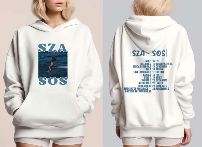 Sza Sos 2 Sided Hoodie, Vintage Sza Full Tracklist Shirt,S.Z.A S.O.S Est 2023 Sweatshirt, Sza Merch, S.O.S Album Shirt