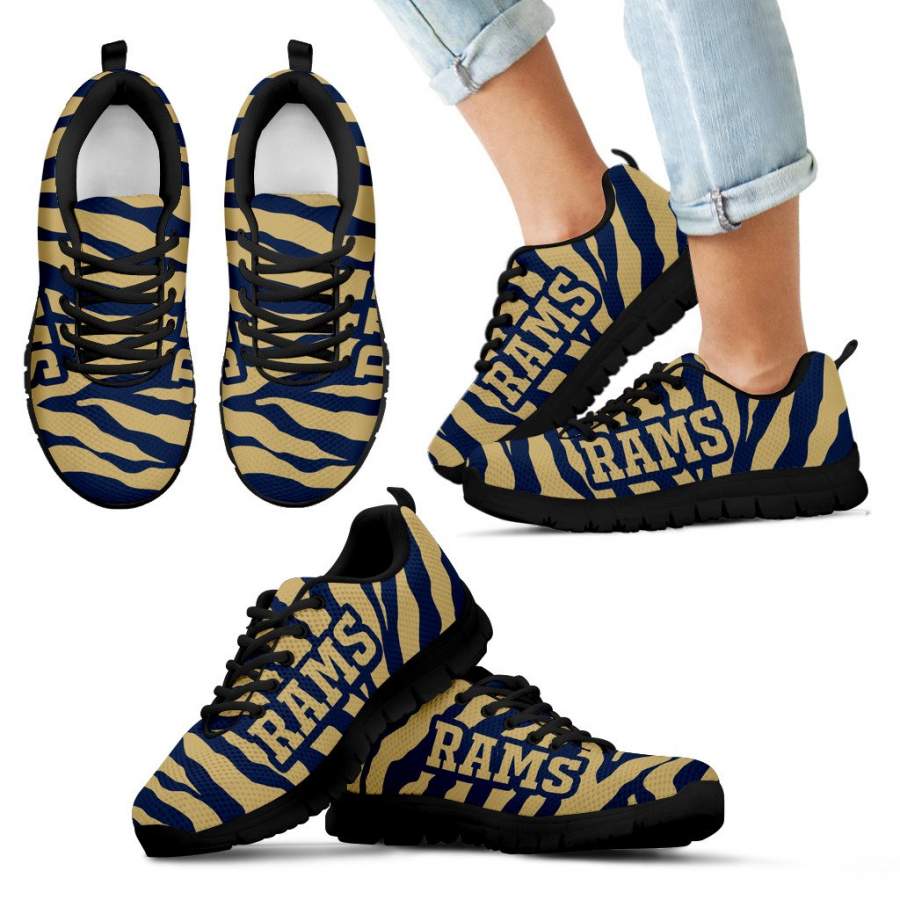 Tiger Skin Stripes Pattern Print Los Angeles Rams Sneakers