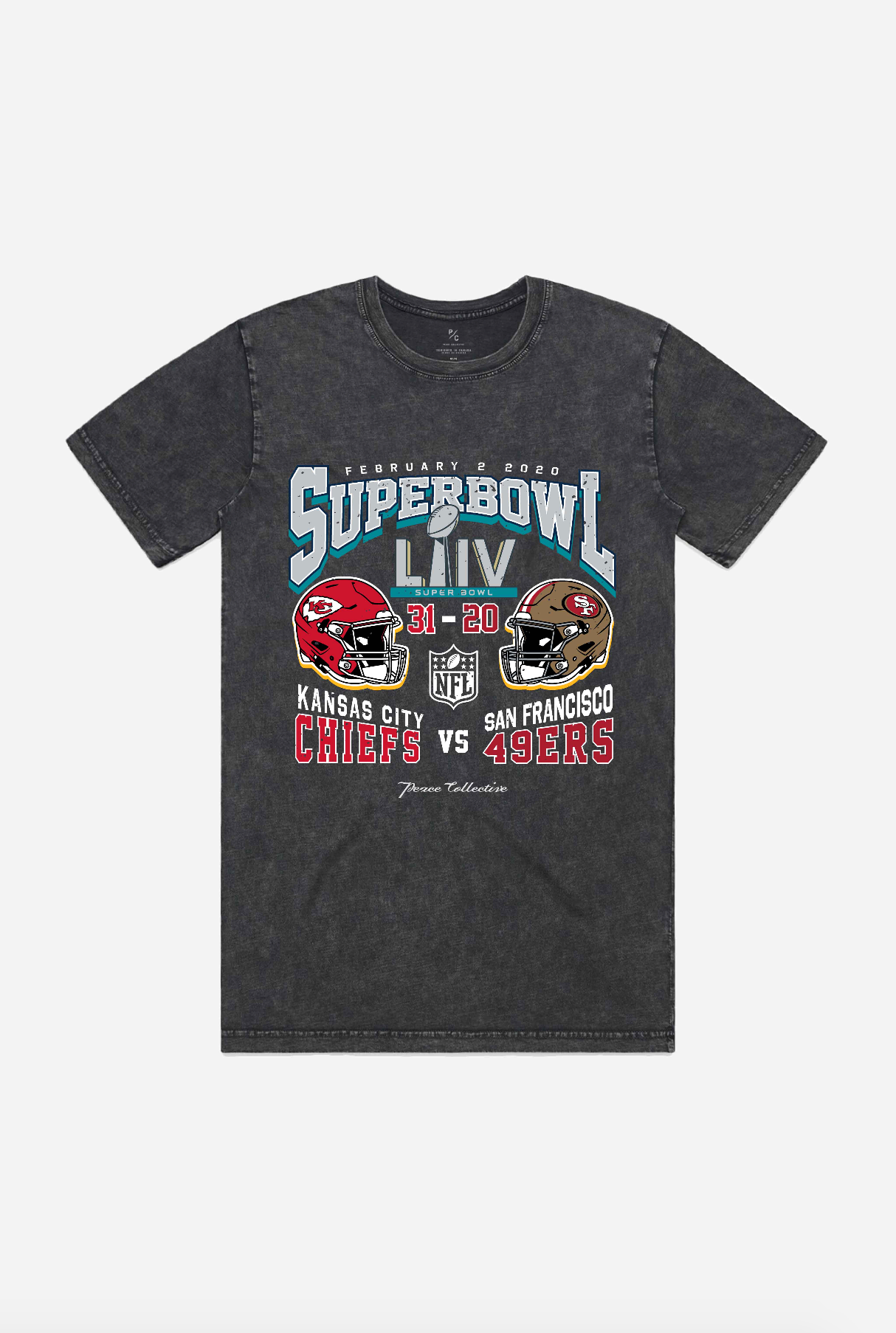 Super Bowl Liv: Kansas City Chiefs Vs San Francisco 49Ers Stonewashed T-Shirt – Black