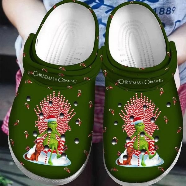 Christmas Is Coming Grinch Green Crocss Crocband Clog Comfortable Water Shoes