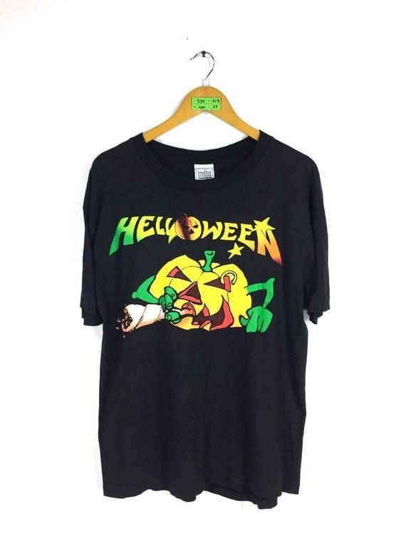 Vintage Helloween Shirtlarge 90 S Time Of The Oath Metal Hardcore Punk Concert Germany Helloween Smokin Tour 1990S Shirt