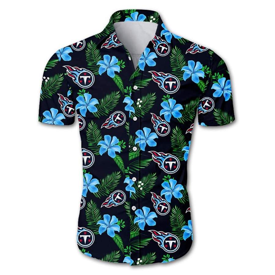 Tennessee Titans Hawaiian Shirt Floral Button Up Slim Fit Body