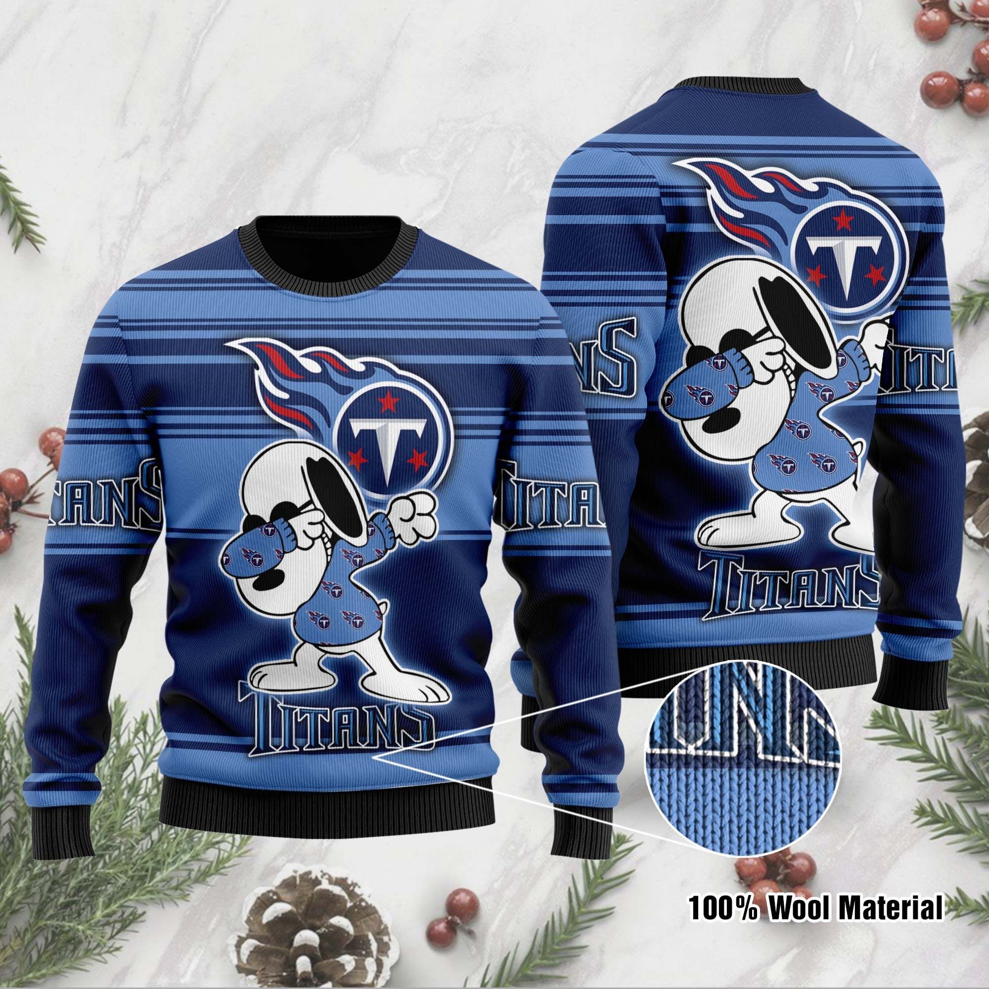 Tennessee Titans Snoopy Gift For Fan Ugly Wool Sweater Christmas