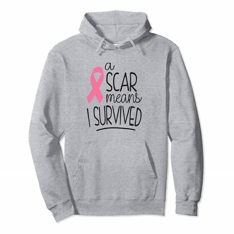 A Scar Means I Survived Breast Cancer Awareness Pink Ribbon Pullover Hoodie