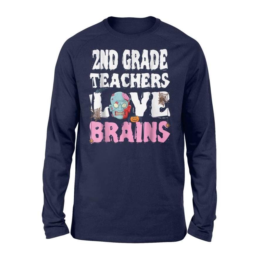 2Nd Grade Teachers Love Brains Halloween Long Sleeve T Shirt