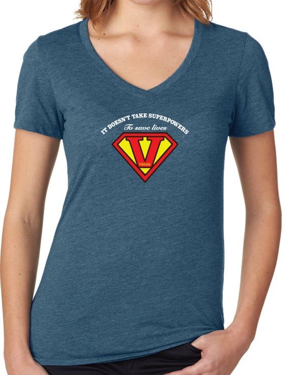 Vegan Vegetarian T Shirt Tshirt Vegan T Shirt Superman Superwoman Superpowers Superhero Gift T Shirt Farm Animal Rights Activist Rescue