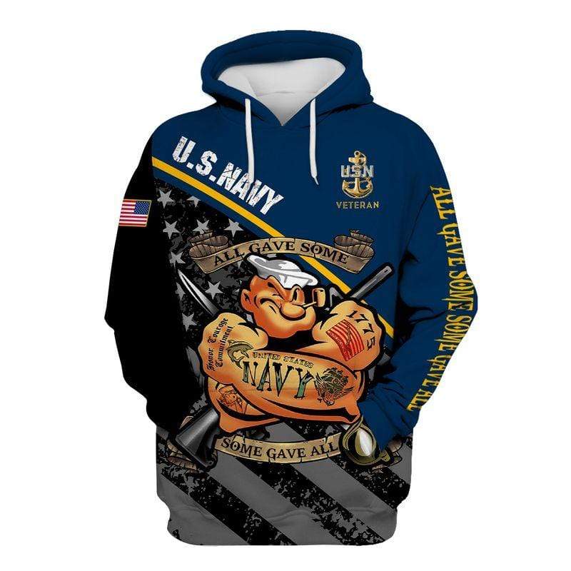 Custom name US navy Popeye veteran All Gave Some, Some Gave All Hoodie #KV