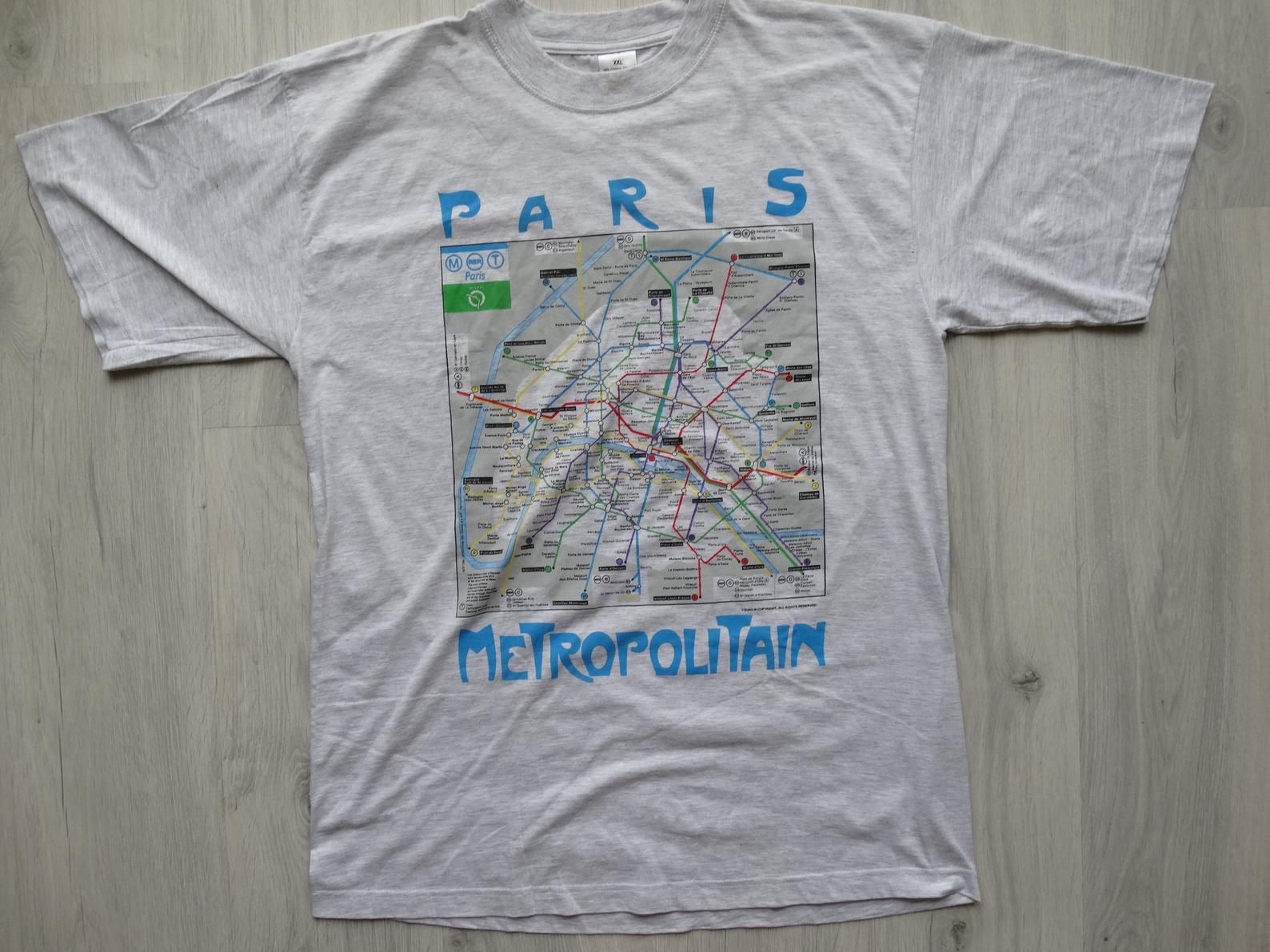 Vintage Paris Metro Train Shirt Vintage 90s Paris Metropolitan Rail System T-shirt Paris Metropolitan