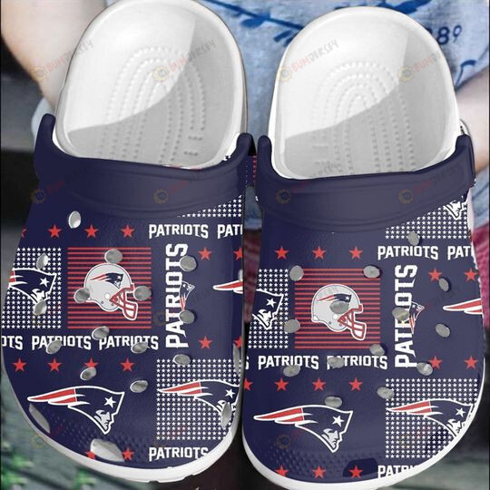 New England Patriots Logo Crocs Classic Clogs Shoes In Navy – Aop Clog