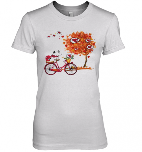 Maple Leaves Snoopy Riding Bike Logo Kansas City Chiefs Premium Women’S T-Shirt