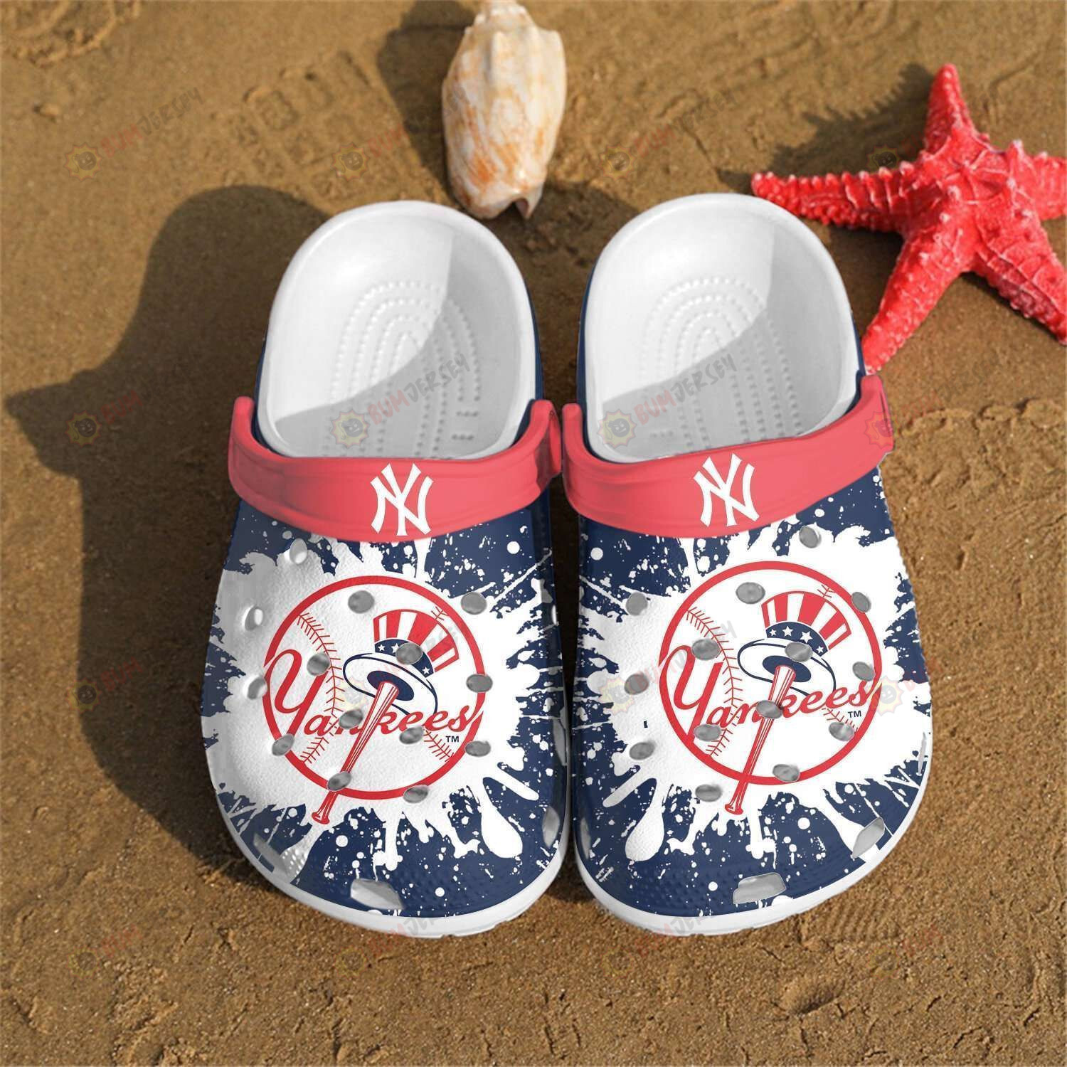 New York Yankees Team Crocs Crocband Clog Comfortable Water Shoes In Navy – Aop Clog