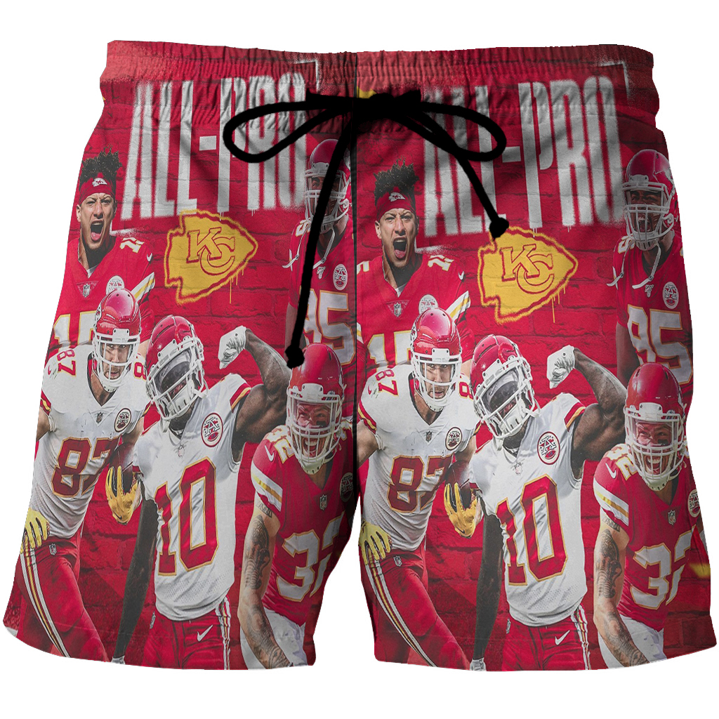 Kansas City Chiefs Team V11 3D All Over Print Summer Beach Hawaiian Short