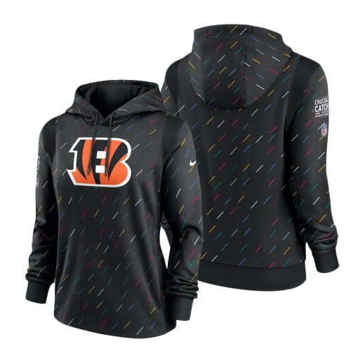 Women’S Cincinnati Bengals Anthracite 2021 Crucial Catch Therma Pullover Hoodie