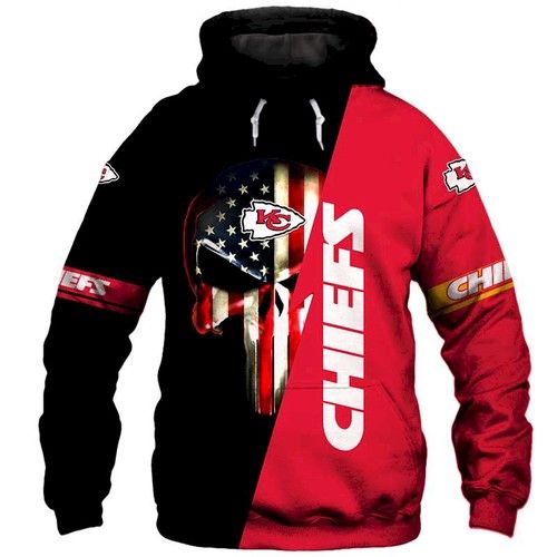 Kansas City Chiefs US Flag New Skull  S1479 Hoodie Best Trending Gift Personalize