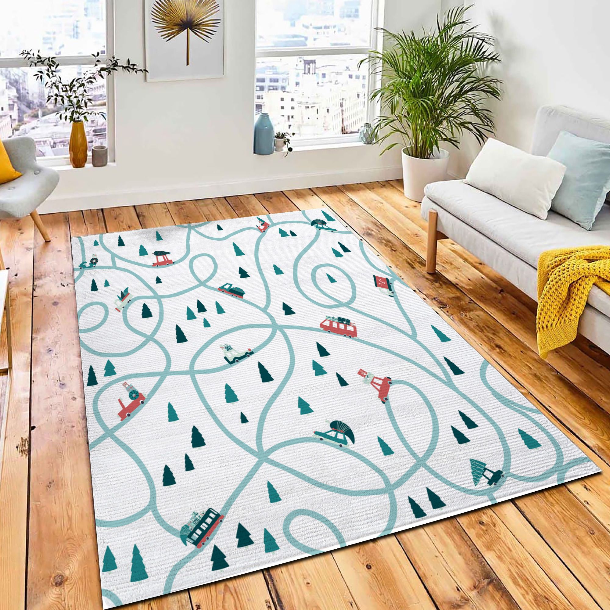 Winter Background Christmas Road Cute Rug Carpet Kids Rug Home Decor