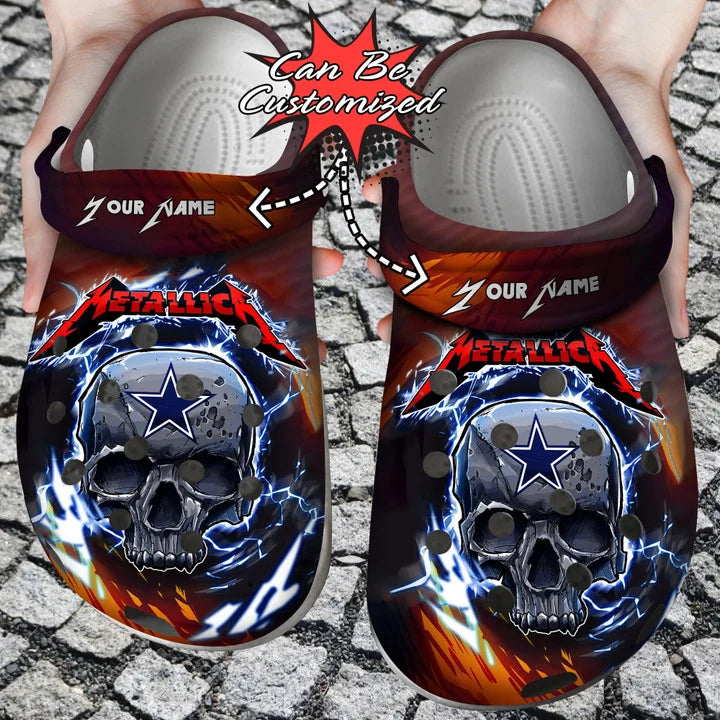 Dallas Cowboys Crocs – Personalized Skull Lightning Metallica Clog Shoes