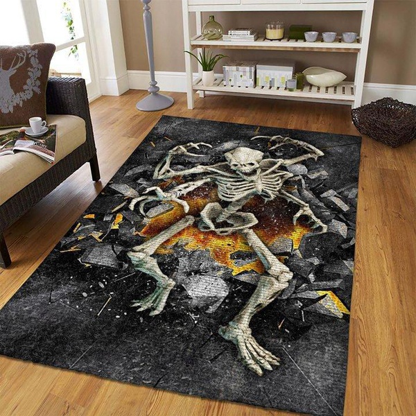 3D Skeleton Halloween Area Rug Floor Decor