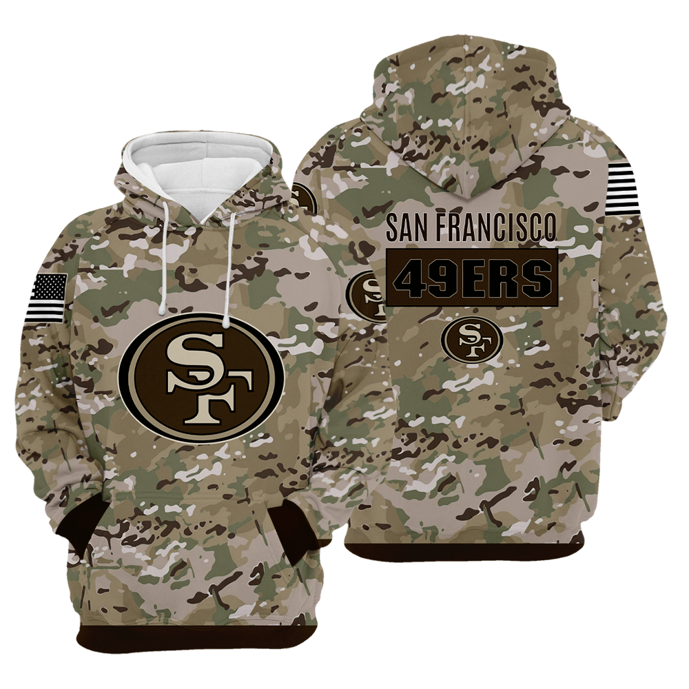 San Francisco 49Ers Camouflage Veteran 3D Jersey Hoodie