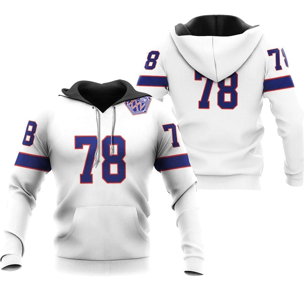 Buffalo Bills Bruce Smith #78 Great Player Nfl American Football Team White Vintage 3D Designed Allover Gift For Bills Fans Hoodie