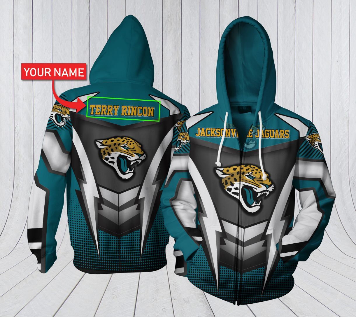 HA3D07CT095 Jacksonville Jaguars 3D Clothing Personalized