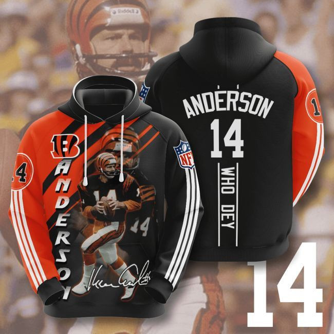 Cincinnati Bengals 14 Ken Anderson 12 Unisex 3D Hoodie Gift For Fans