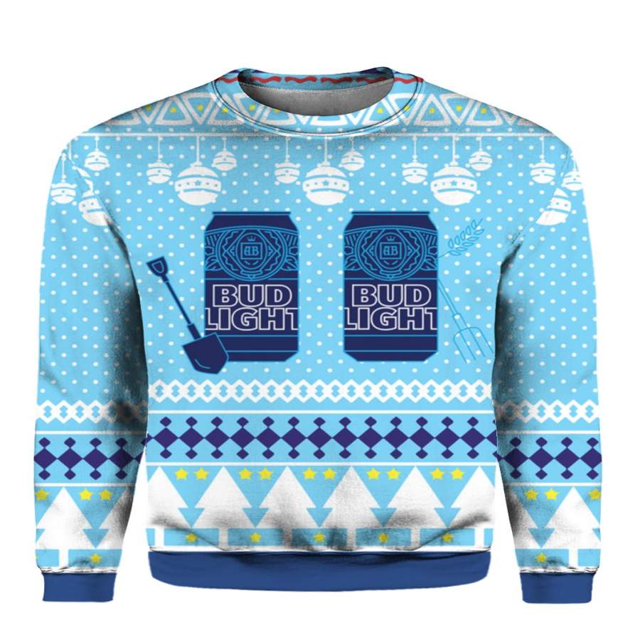 Bud Light Can Beer 3D Ugly Christmas Sweater