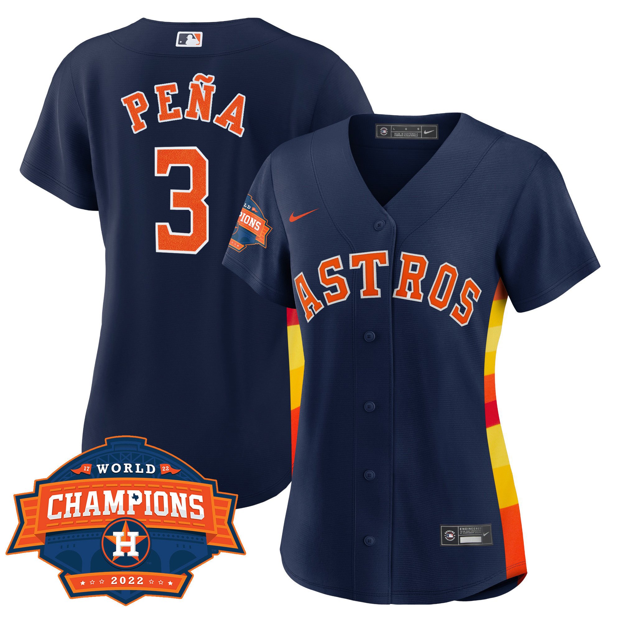 Women’S Houston Astros Alternate Navy 2022 Champions Limited Player Jersey – All Stitched