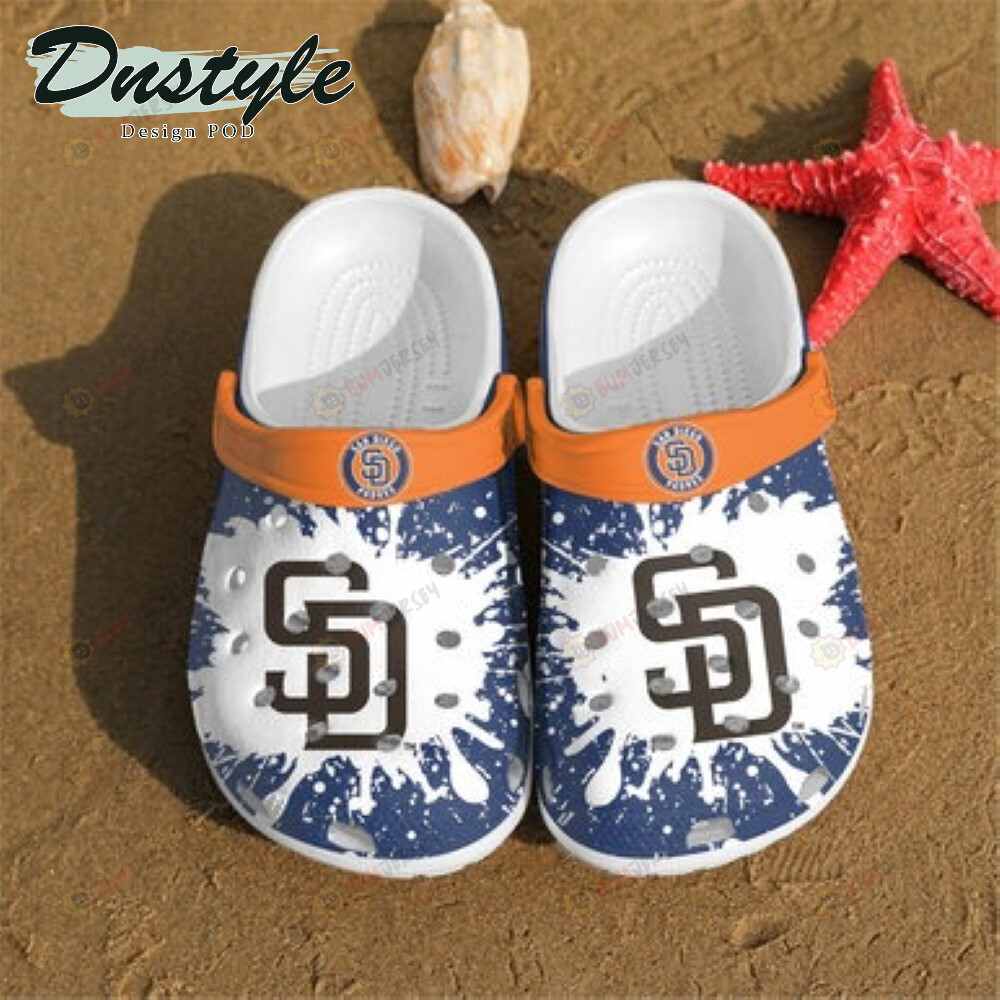 San Diego Padres Logo Pattern Crocs Classic Clogs Shoes In Blue & White – Aop Clog