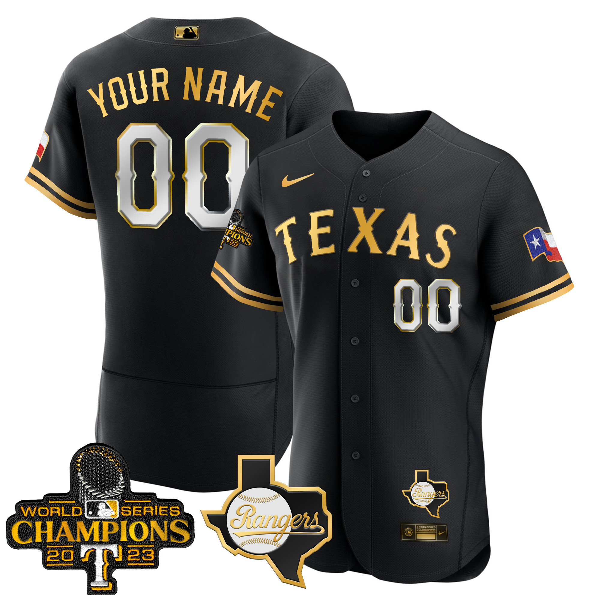 Texas Rangers 2023 World Series Champions Flex Base Custom Jersey V2 – All Stitched