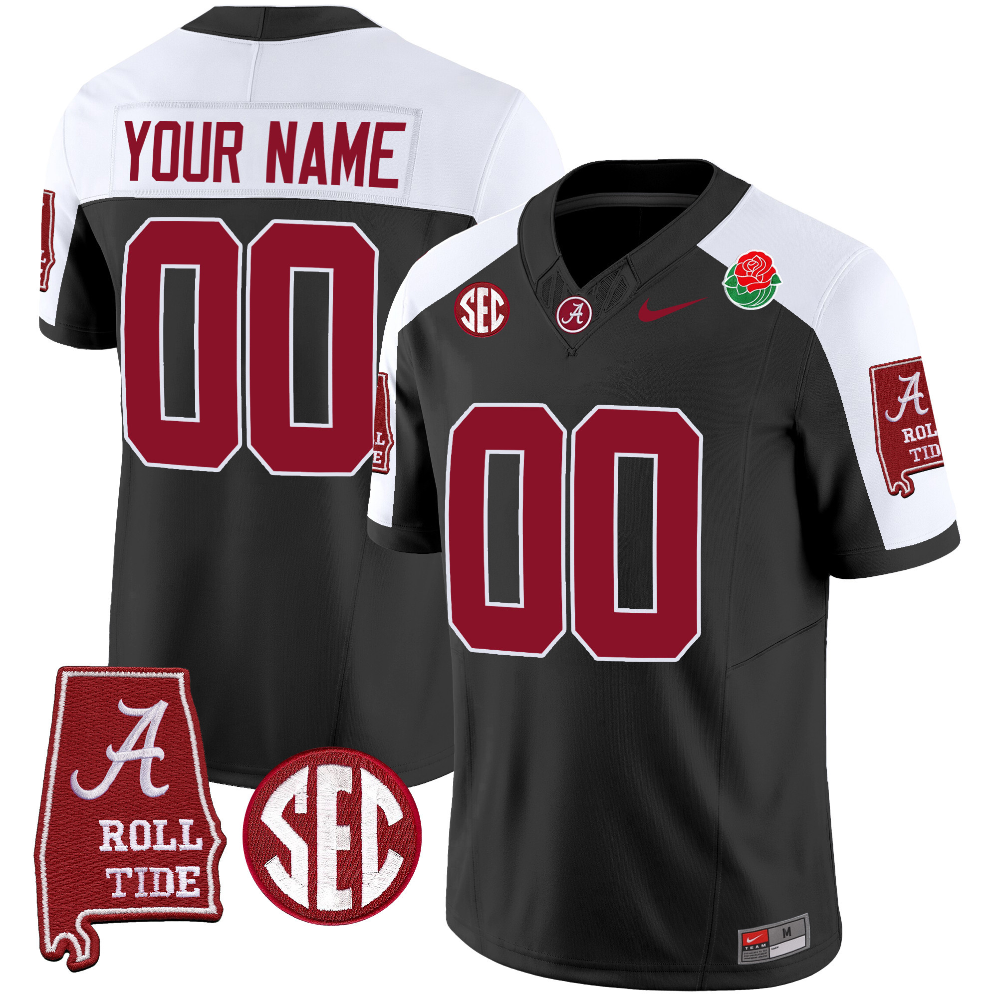 Alabama Crimson Tide Rose Bowl Patch Vapor Custom Jersey – All Stitched